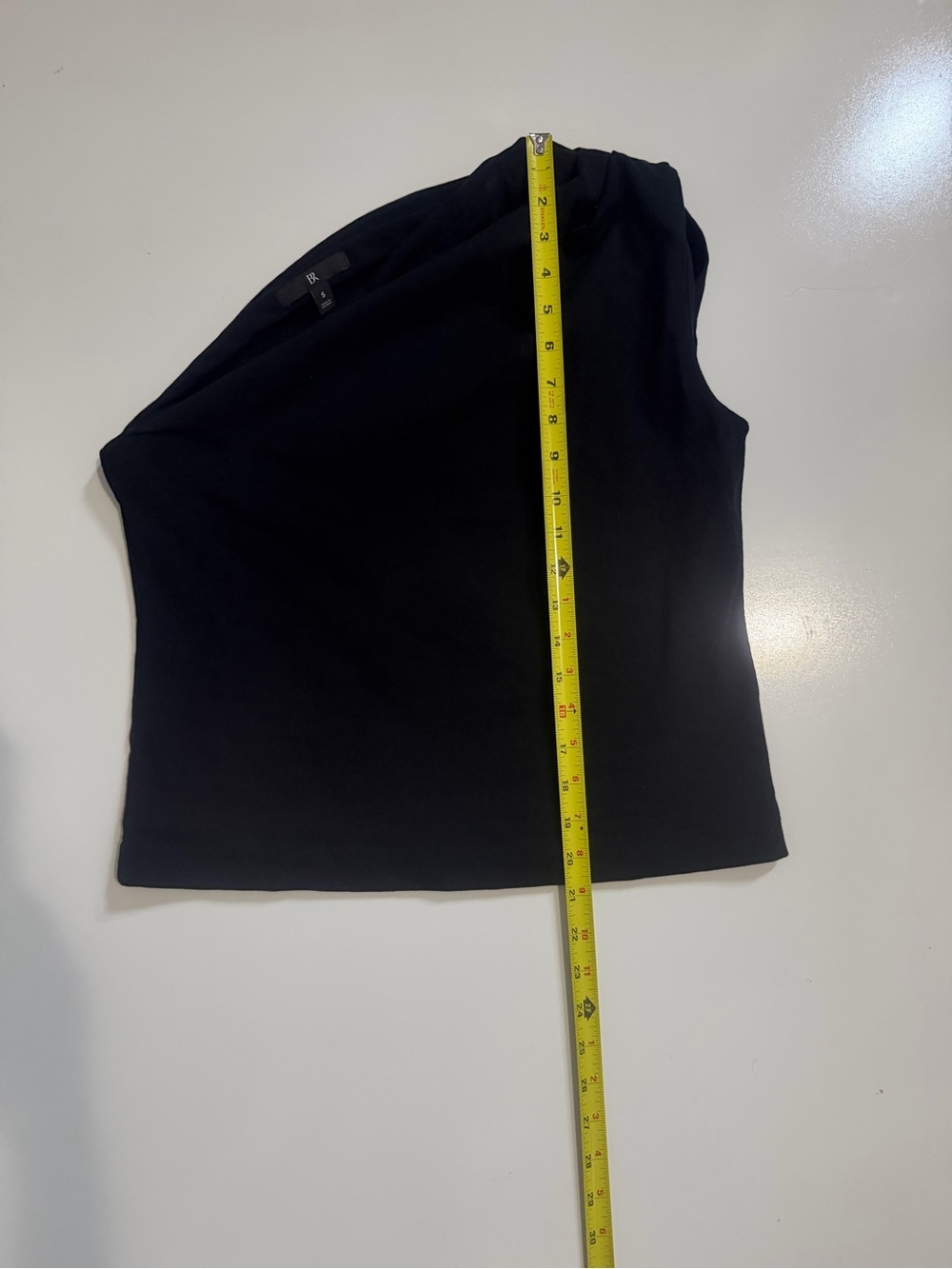 BR Black One Shoulder Ruched Top Size S Party Cocktail - Picture 4 of 8